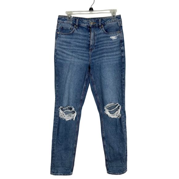 American Eagle Comfort Stretch Waistband Distressed Medium Wash Mom Jean - Picture 1 of 8